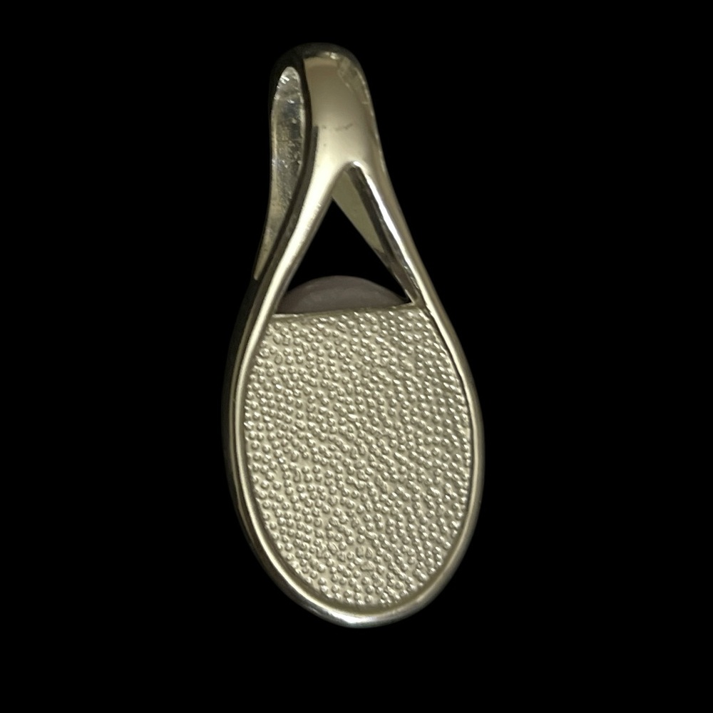 Sterling Silver Pink Cat's Eye Teardrop Pendant - Picture 2 of 2